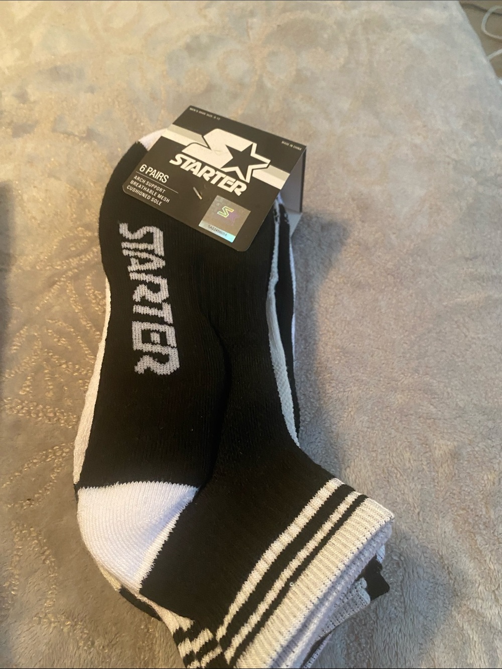 STARTER Black & White Low-Cut Athletic Socks - 6 Pack